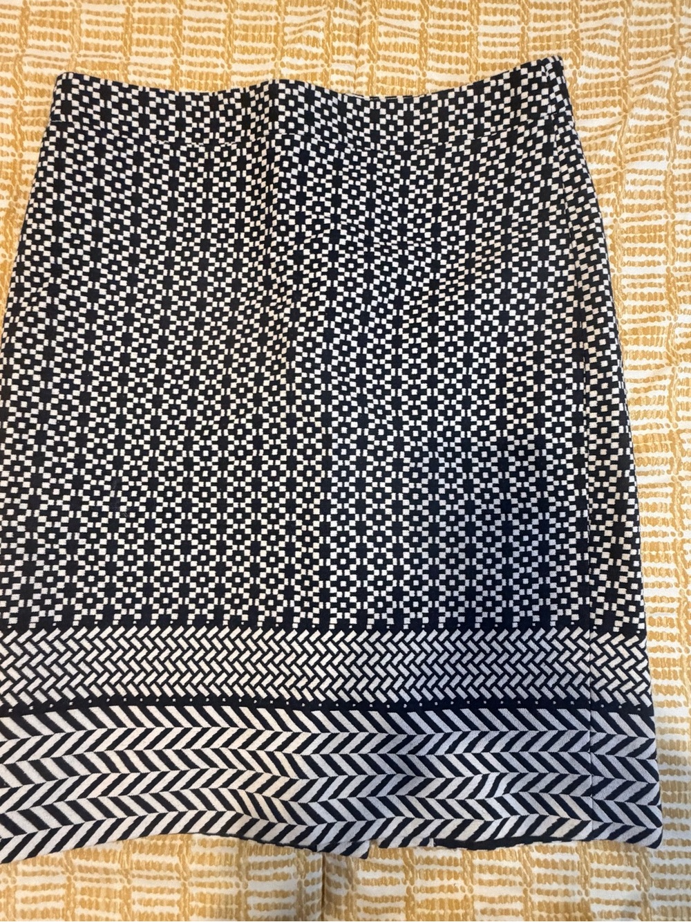 J. Crew Black and White Patterned Pencil Skirt